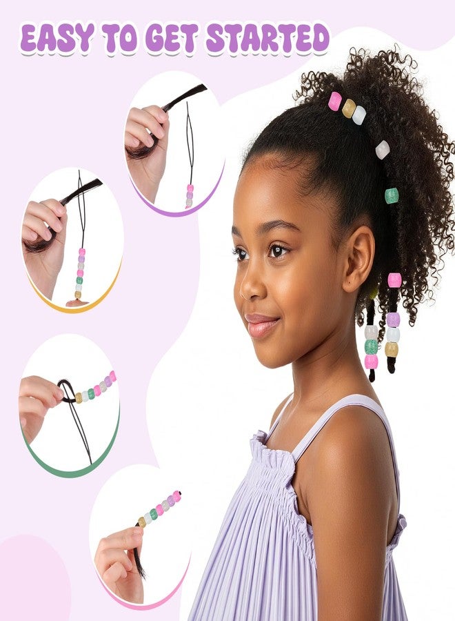 FunisFun Glitter Silicone Hair Beads 60Pcs Soft Shimmery Pony Beads for Braids 6 Colors Hair Accessories for Kids Girls Parties Daily Hairstyles (Small-60P) - Image 5